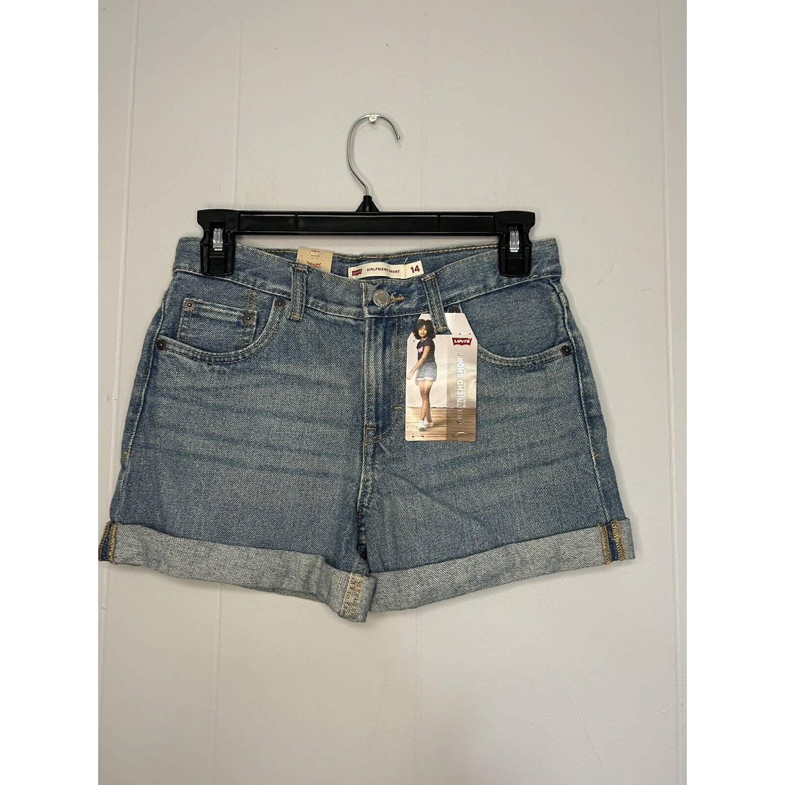 Levis Girls Shorts Size 14 Reg Blue Girlfriend Shorty Shorts Slim Fit Denim